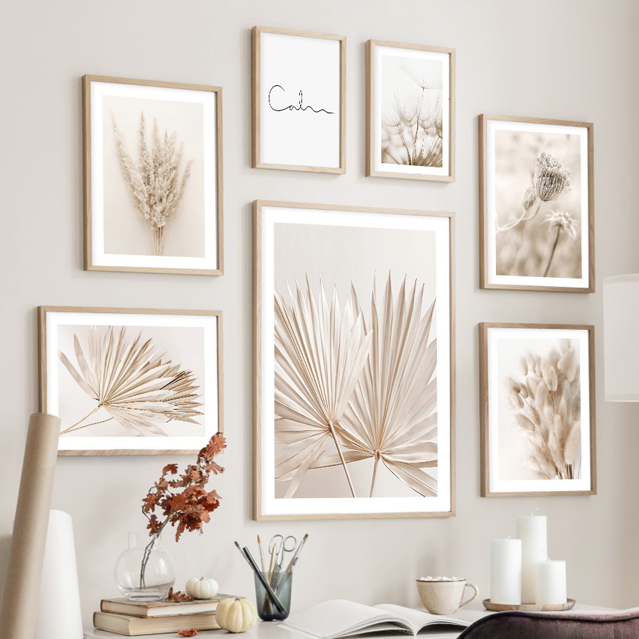 Neutralny beżowy boho mural śc – Palm Leaf Dried recenzja i cena